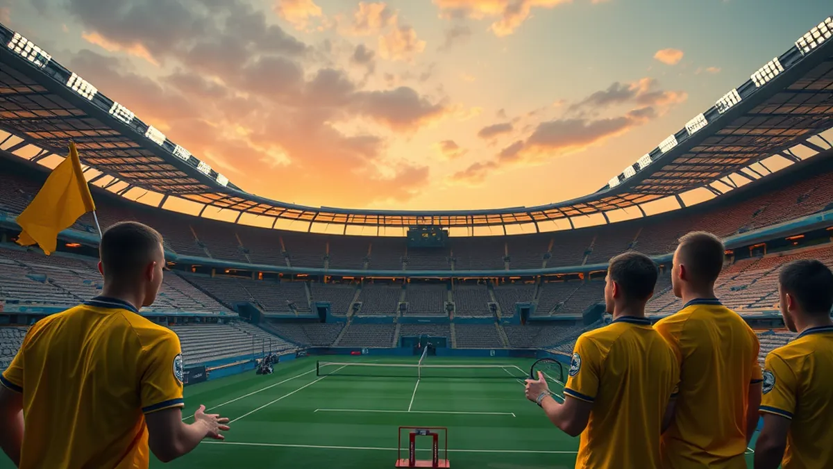 Les joueurs du Paris Saint-Germain présentent les trophées à Roland-Garros